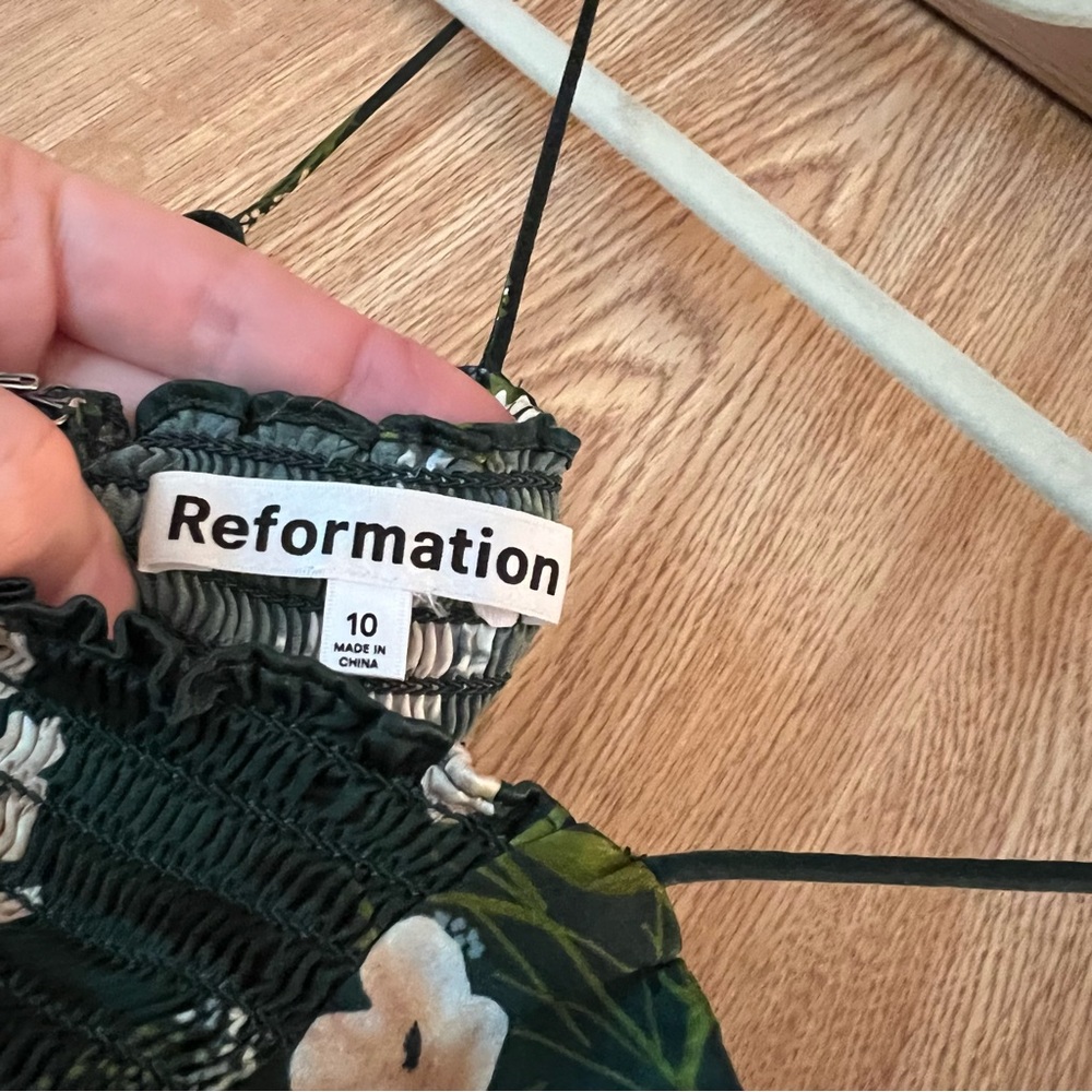 Reformation Frankie Silk Dress Green *altered* - Picture 10 of 15
